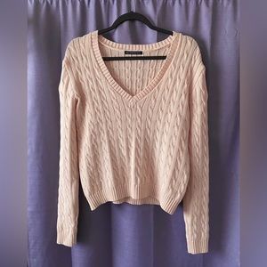 Brandy Melville light pink cable knit sweater